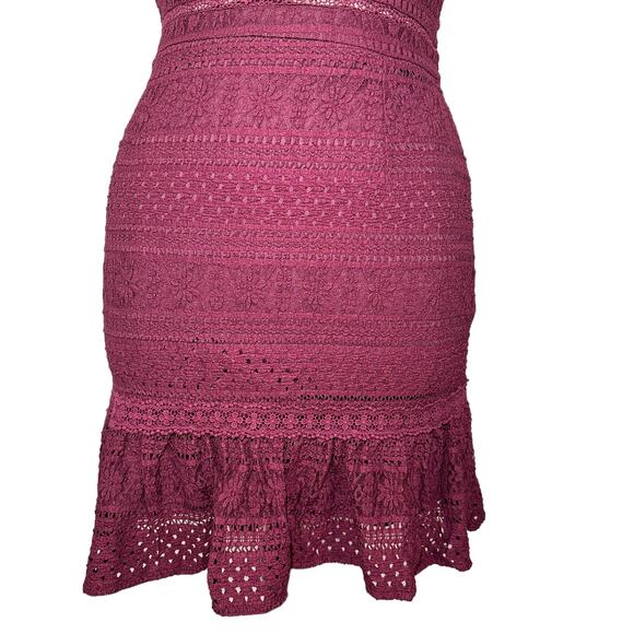 Foxiedox Ellie Lace Fit and Flare Mini Dress Burgundy Women XL NWT Ruffle - Picture 10 of 16